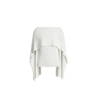 Alberta Ferretti Sculptural Cape Knit Top - female - Alberta Ferretti - Ponchos - White - L - Jackets