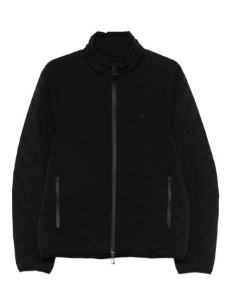 Emporio Armani zip quilted jacket - men - Down/Feather/Polyamide/Polyamide/Elastane/Elastane - 46 - Black
