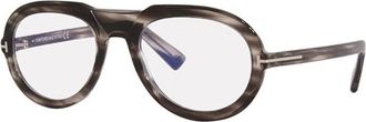 Tom Ford FT5756-B 056 Shiny Striped Grey/Blue Light Block 53mm