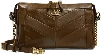 Valentino Garavani Small Panthea Chevron Patchwork Leather Shoulder Bag in Dark Brown at Nordstrom