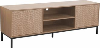 Oviala Mueble de TV rectangular con 2 puertas, L160 cm, madera clara