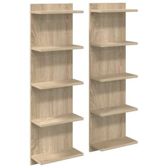 vidaXL Estante De Pared 2 Uds. Roble Sonoma 30 X 15 X 100 Cm Vidaxl