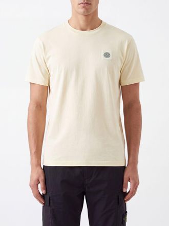Stone Island Cotton T-Shirt with Sleeve Logo Patch