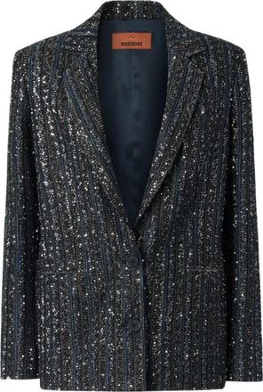 Missoni Gestreepte Lam&eacute; Gebreide Blazer - Dames - Blazers - Veelkleurig - XS - Polyester - Jassen