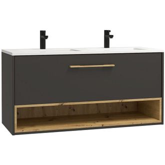 Vente-Unique Mobile per bagno sospeso con lavabo da incasso 120 cm Antracite - YANGRA