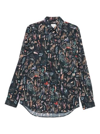 Paul Smith animal-print long-sleeved shirt - men - Viscose/Cotton - 15 1/2 - Blue