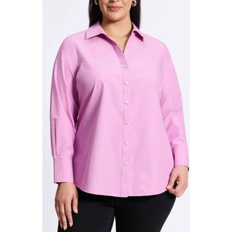 Foxcroft Mary Cotton Button-Up Shirt in Rose Quartz at Nordstrom Rack, Size 14W