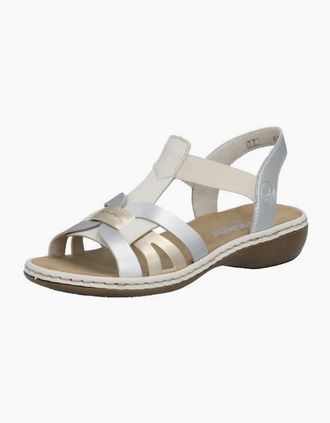 Rieker Womens Rieker Ladies Sandals 65918-91 light gold multi - White - Size: 5