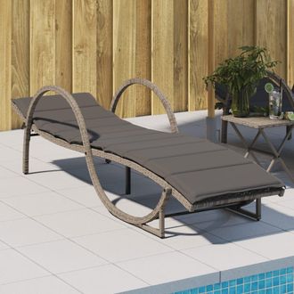 vidaXL Tumbona Con Coj&iacute;n Rat&aacute;n Sint&eacute;tico Gris 60x199x42 Cm Vidaxl