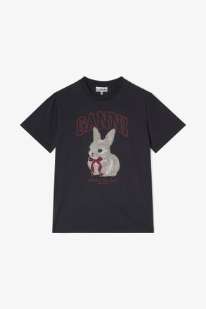Ganni Mixed Grey Bunny T-shirt - Size XXS Organic Cotton