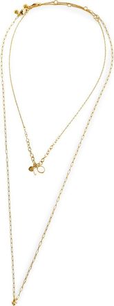 Madewell Long Horn Mother of Pearl Layered Necklace in Antique Gold at Nordstrom