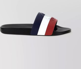 Moncler tricolor strap open toe textured footbed slides