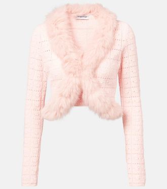 Self Portrait Cropped open-knit cardigan