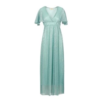 Kaos Lurex V-hals Maxjurk - Dames - Maxi kleedjes - Blauw - M - Kleedjes