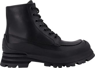 Alexander McQueen Italiaanse Leren Veterschoenen - Heren - Veterlaarzen - Zwart - 40 EU - Leer - Schoenen