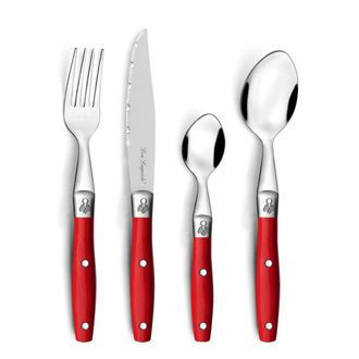 Lou Laguiole Cuberter&iacute;a 24 piezas Acero inoxidable Rojo