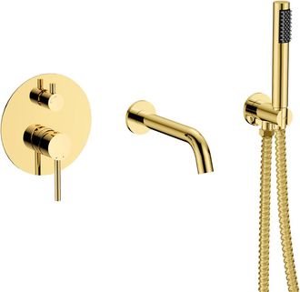 OEM Grifo De Ba&ntilde;era Veo Color Oro, Montado En La Pared, Besco