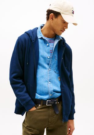 Tommy Jeans Sweatshirt TOMMY JEANS TJM REG S FLAG ZIP FLEECE THRU, Herren, Gr. XL, blau (schwarz night navy), Sweatware, Obermaterial: 80% Baumwolle, 20% Polyeste