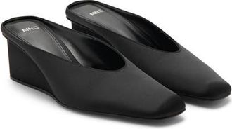 Mango Square Toe Wedge Mule in Black at Nordstrom, Size 8.5Us