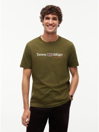 Tommy Hilfiger Mens Hilfiger Flag Logo T-Shirt - Huntsman Green - XXL