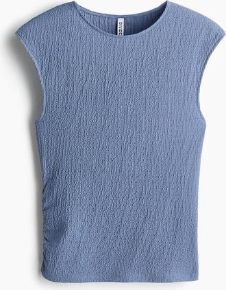 H&M Jerseytop mit Struktur - Helles Mattblau