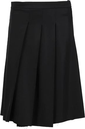 Song for the Mute pleated frayed-edge skirt - Black