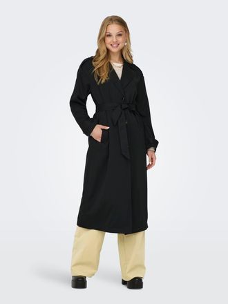 Only Trenchcoat ONLY ONLLINE X-LONG TRENCHCOAT OTW NOOS, Damen, Gr. XS, schwarz, Web, Obermaterial: 100% Polyester, unifarben, l&auml;ssig geschnitten, V-Aussch