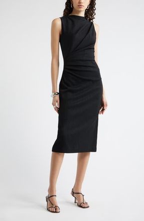 Nordstrom Pleated Midi Dress in Black at Nordstrom, Size Xx-Small