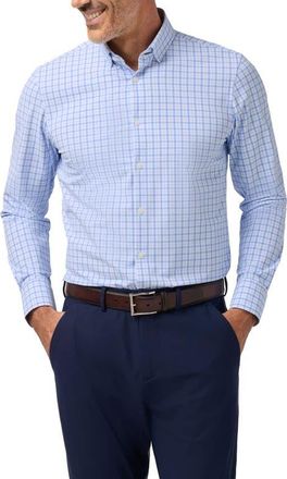 Mizzen+Main Leeward Trim Fit Button-Up Shirt in Skyline Blue Miles Plaid at Nordstrom, Size Xx-Large