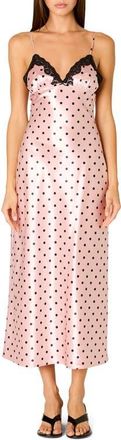 Nia Jasmine Sleeveless Satin Midi Dress in Blush Pink at Nordstrom, Size X-Large