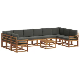 vidaXL Set Di Divani Da Esterno 11 Pz Naturale E Antracite Vidaxl