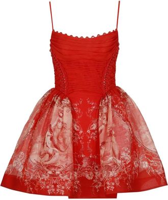Zimmermann Rebellion Beaded Mini Dress - Dames - Feestkleedjes - Rood - M - Katoen - Kleedjes