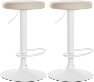 Clp Clp - Set De 2 Taburetes De Bar Ponte En Polipiel Crema Metal Blanco Mate