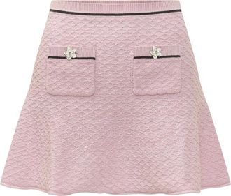 Self Portrait Flower Mini Skirt - female - Self Portrait - Short Skirts - Pink - M - Skirts