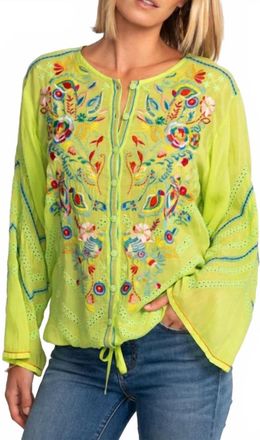 Johnny Was Perica Blouse In Lime Green