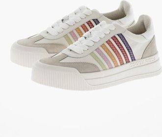 Dsquared2 Leather Low Top Sneakers NEW JERSEY with Multicolor Details size 37