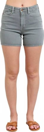 Judy Blue High Waist Back Pocket Embroidery Denim Short In Stone Blue