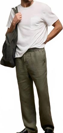 James Perse Lightweight Linen Pant In Army Green Pigment