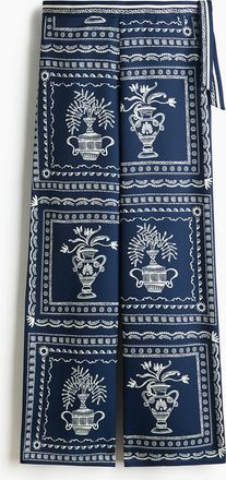 H&M Bedruckte Hose mit Bindedetail - Dunkelblau/Blumen