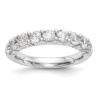 Diamond2Deal 14k White Gold Lab Grown Diamond 9-Stone Band Ring 1Ct Clarity- VS Color- G-H