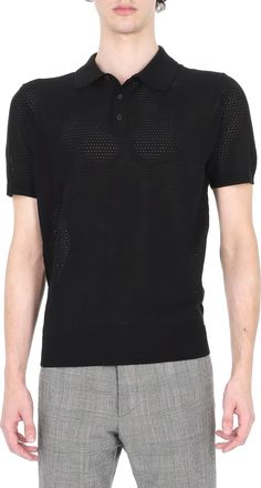 Roberto Collina Perforated Open-Knit Cotton Polo Shirt