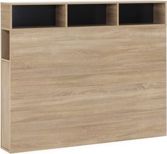 HOMN Cabecero de cama 145 cm roble, 2 puertas 9 huecos