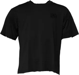 Dolce & Gabbana Mens Black Dg Logo Cotton Crew Neck T-Shirt