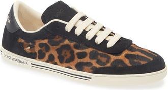 Dolce & Gabbana Saint Tropez Light Leopard Print Genuine Calf Hair Sneaker in Hk5Jf Leo F.naturale at Nordstrom, Size 7.5Us