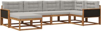 vidaXL Conjunto De Sof&aacute;s De Exterior 6 Uds. Natural Y Gris Claro Vidaxl
