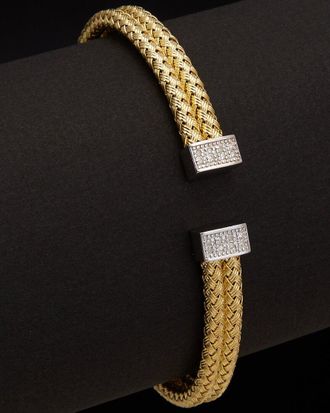 Meshmerise 18K Over Silver 0.12 Ct. Tw. Diamond Bangle Bracelet