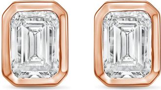 Diana M. Jewels 14Kt Rose Gold 7.00 cts Lab Grown Emerald Diamond Bezel Studs