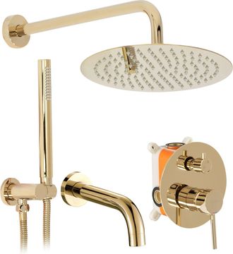 Rea Rea - Conjunto De Ducha Y Ba&ntilde;era Eportado Oculto Lungo Oro + Box