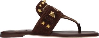 Valentino Garavani Damess Slippers Su&egrave;de Bruin/Donker Chocolade
