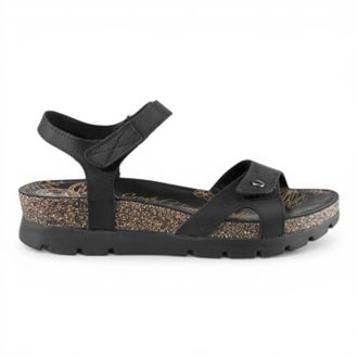 Panama Jack Panama Jack Womens Wedge Black Leather Platform Sandals - Sulia B2